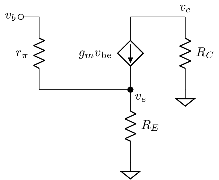 Small-signal model for common-emitter input resistance.