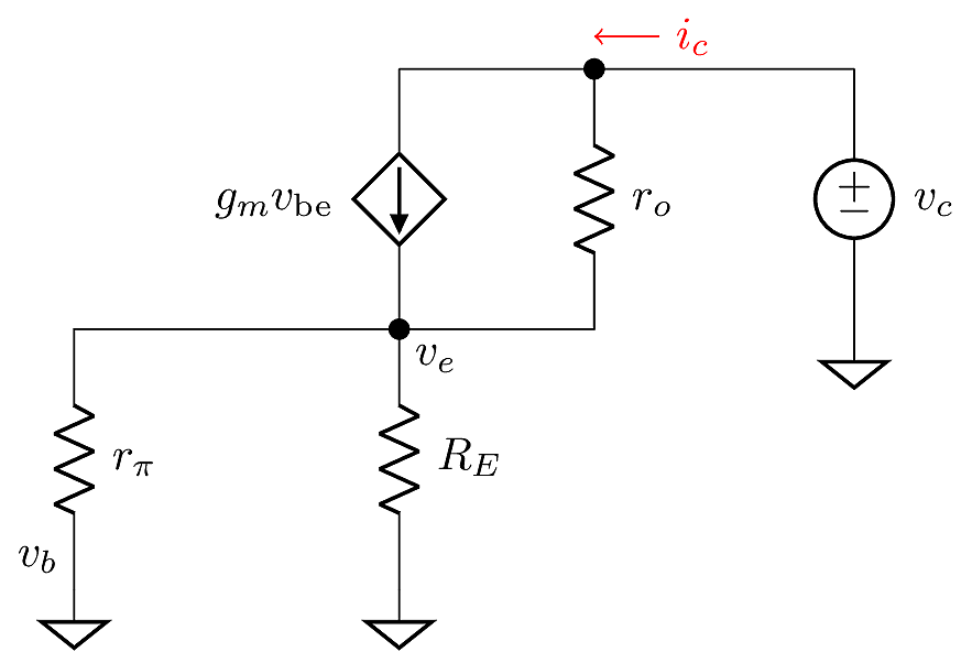 Output resistance model for common-emitter.