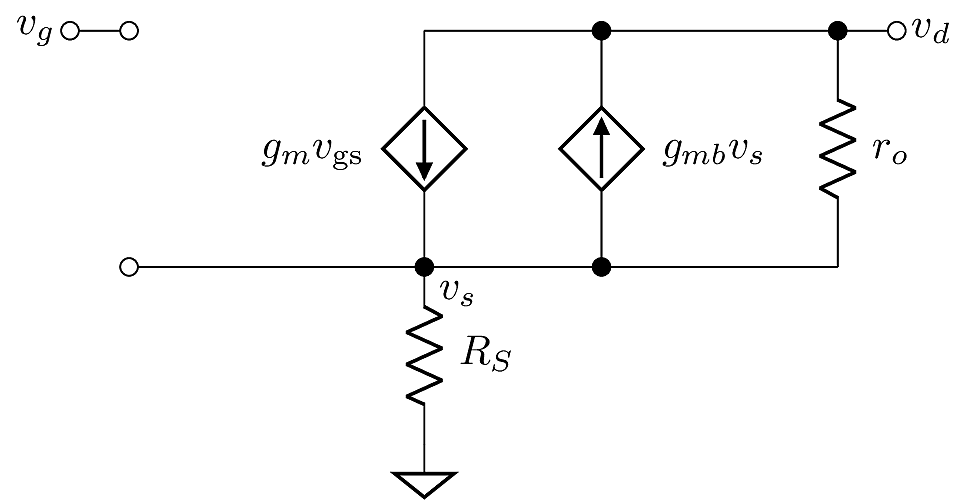 Small-signal common source configuration.