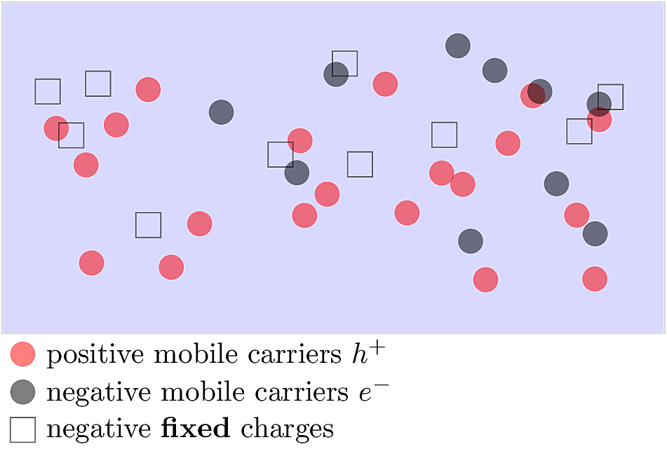 Mobile carriers in P-type material.