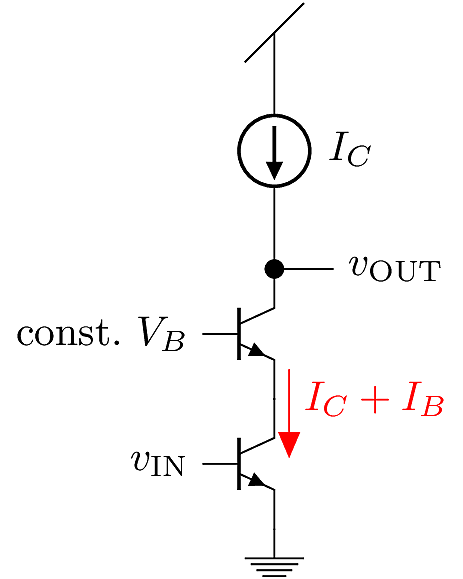 NPN Cascode configuration with ideal current source bias.