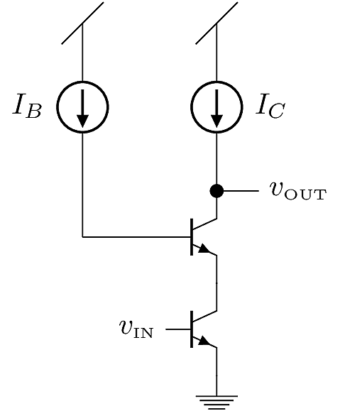 NPN Cascode configuration with ideal current source bias.