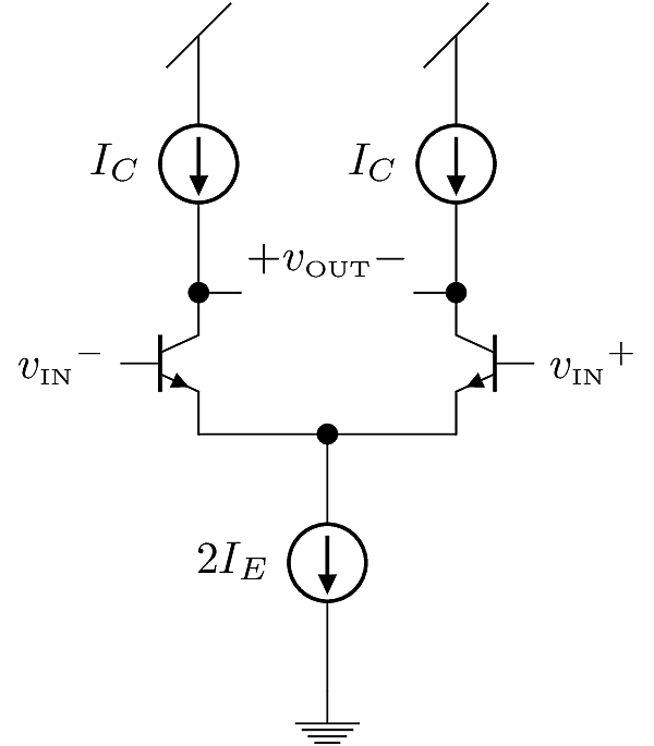 BJT differential pair configuration using NPN devices.